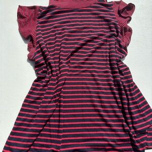 LOFT Striped Red and Black Top